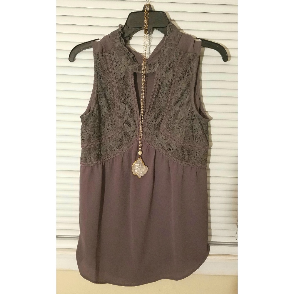 Maurices purple grey lace tank